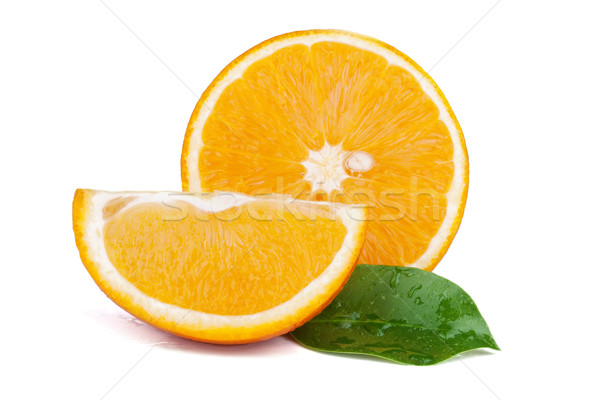 [[stock_photo]]: Fraîches · juteuse · oranges · vert · isolé · blanche