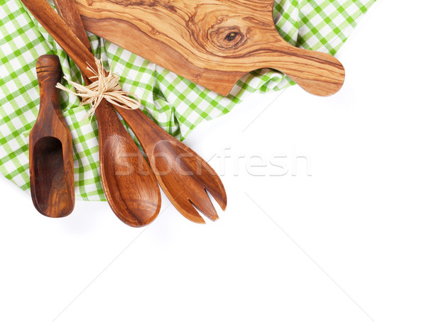 Küche Besteck isoliert weiß Holz Retro Stock foto © karandaev