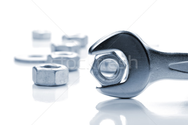 Metal nut in spanner Stock photo © karandaev