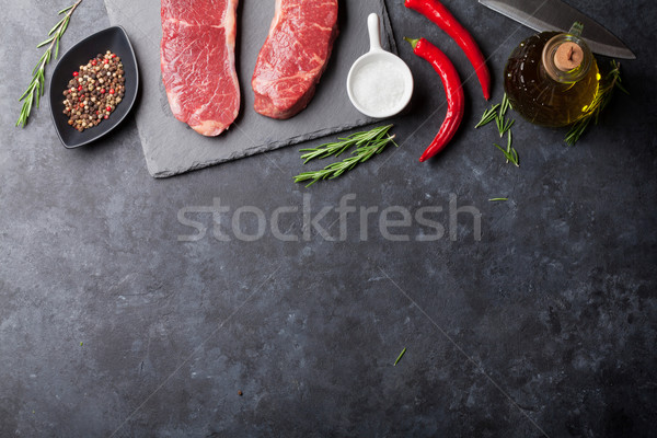 Raw striploin steak Stock photo © karandaev