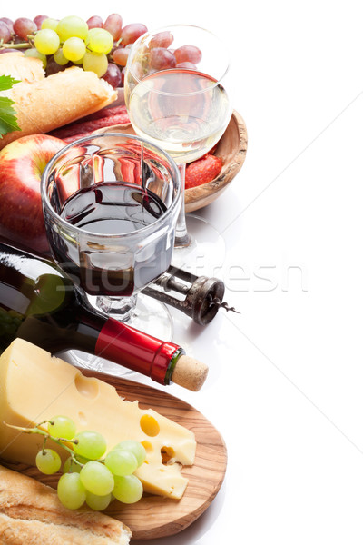 Wine, grape, cheese, sausages Stock photo © karandaev