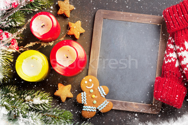 Natal cartão neve velas Foto stock © karandaev