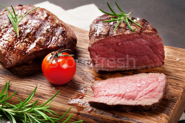 Stockfoto: Gegrild · filet · biefstuk · achtergrond · Rood