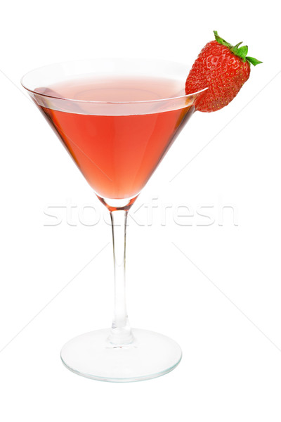 Сток-фото: клубника · алкоголя · коктейль · стакан · мартини · изолированный · белый