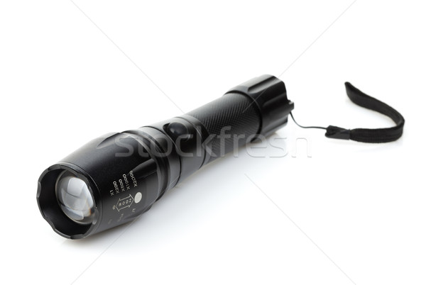Metall Taschenlampe isoliert weiß Licht Polizei Stock foto © karandaev