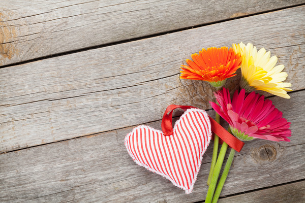 Foto d'archivio: Colorato · fiori · san · valentino · cuore · giocattolo · legno