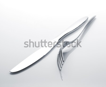Ezüst étkészlet szett villa kés izolált fehér Stock fotó © karandaev