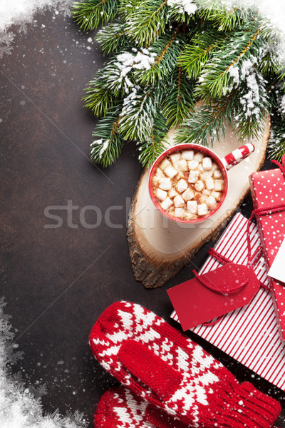 Foto d'archivio: Natale · cioccolata · calda · marshmallow · top · view