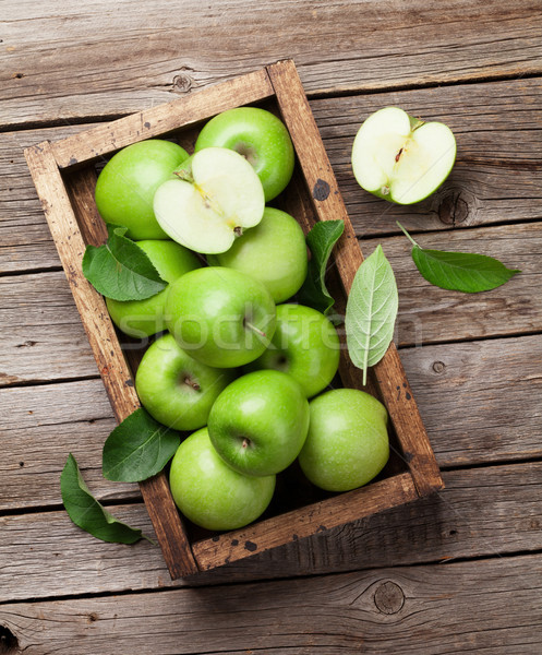 Stockfoto: Groene · appels · houten · vak · rijp · houten · tafel