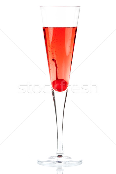 Red Champagne alcohol cocktail with maraschino Stock photo © karandaev