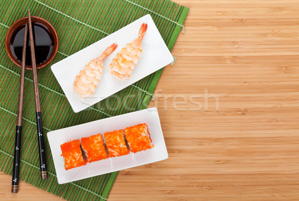 Stock photo: Sushi maki and shrimp sushi