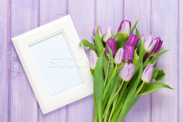 Stock fotó: Lila · tulipán · virágcsokor · fényképkeret · felső · kilátás