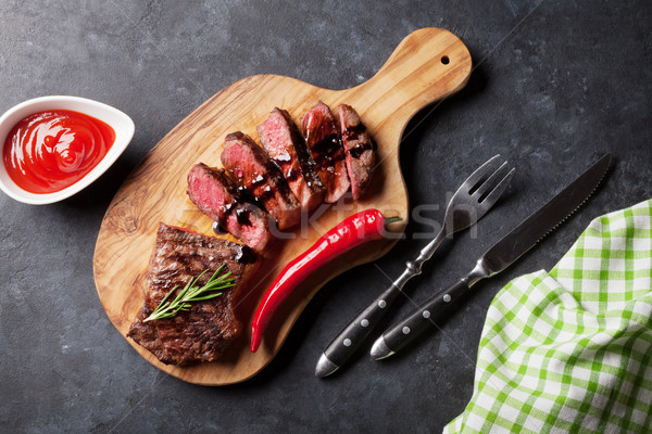 Stock photo: Grilled sliced beef steak