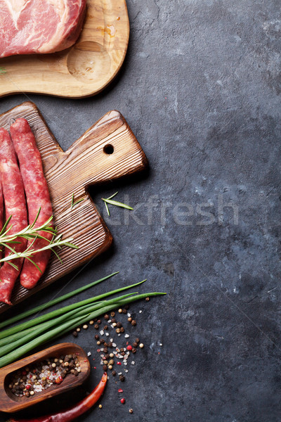 Stockfoto: Worstjes · vlees · koken · ingrediënten · top
