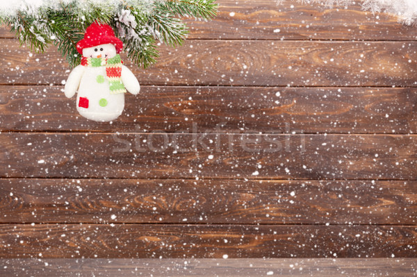 Stok fotoğraf: Noel · tebrik · kartı · noel · ağaç · kardan · adam · oyuncak