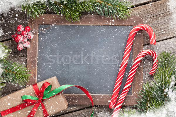 Weihnachten Geschenkbox candy Zuckerrohr Schnee Stock foto © karandaev