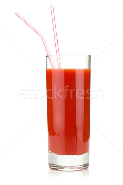 Tomato juice in glass with two drinking straws Stock photo © karandaev