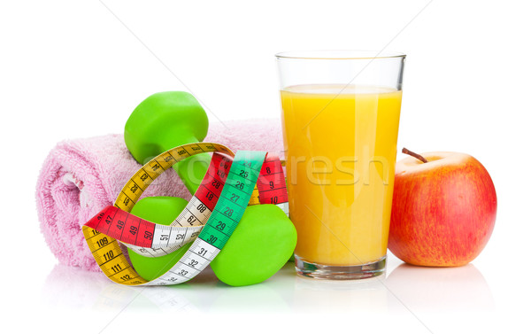 Dois verde fita métrica suco de laranja fitness saúde Foto stock © karandaev