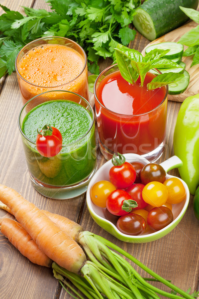 Fresh vegetable smoothie. Tomato, cucumber, carrot Stock photo © karandaev