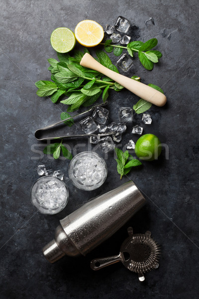 Stock photo: Mojito cocktail making
