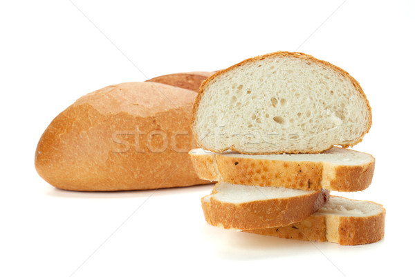 Geschnitten Laib Brot isoliert weiß Textur Stock foto © karandaev