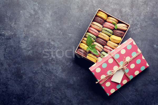 Stock photo: Colorful macaroons in a box