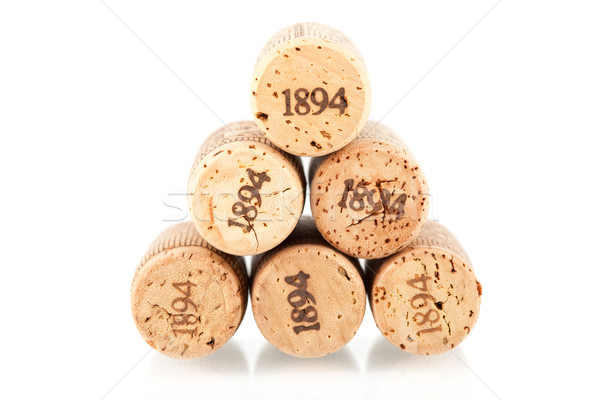 Sei champagne vino raccolta isolato bianco Foto d'archivio © karandaev