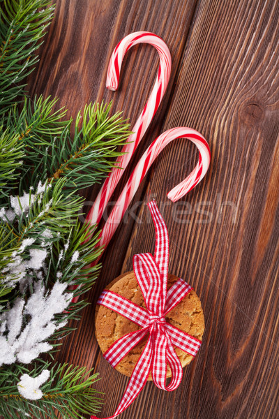 Karácsony mézeskalács sütik cukorka sétapálca faág Stock fotó © karandaev