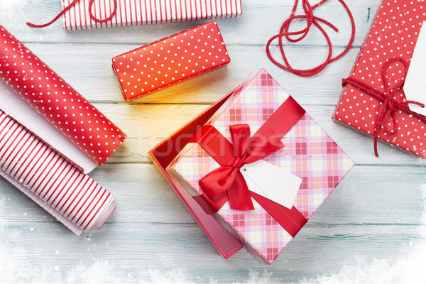 Christmas gift boxes wrapping Stock photo © karandaev