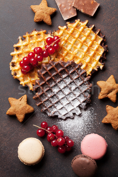 Stock photo: Waffles and berries