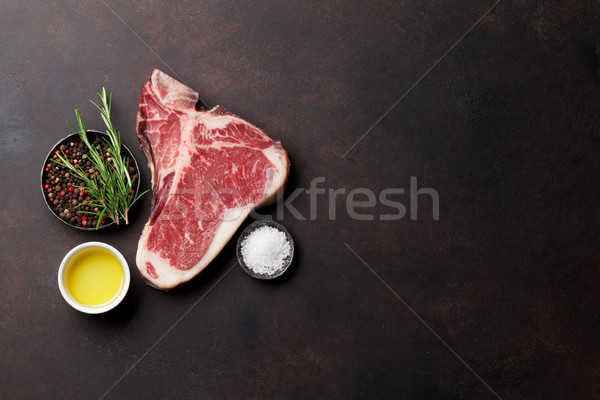 Stock fotó: Steak · nyers · főzés · kő · asztal · felső