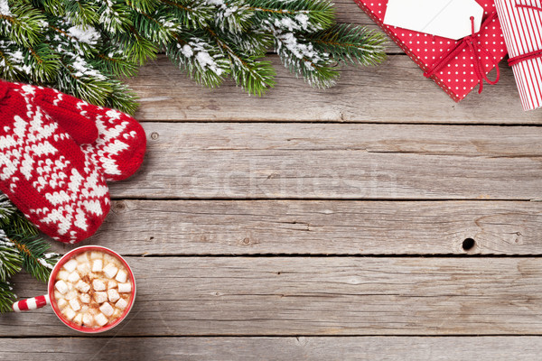 ストックフォト: クリスマス · ギフトボックス · ホットチョコレート · マシュマロ · 先頭