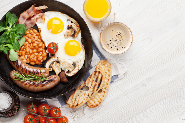 английский завтрак жареный яйца бекон Сток-фото © karandaev