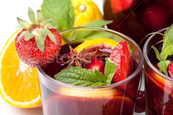 Stock foto: Erfrischend · Obst · Cocktail · Sammlung · isoliert