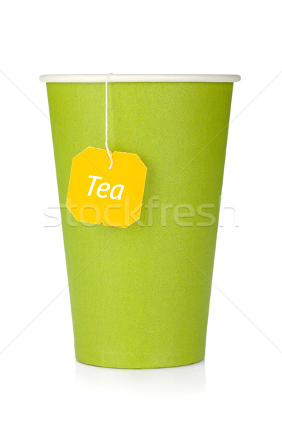 Cardboard tea cup with teabag Stock photo © karandaev
