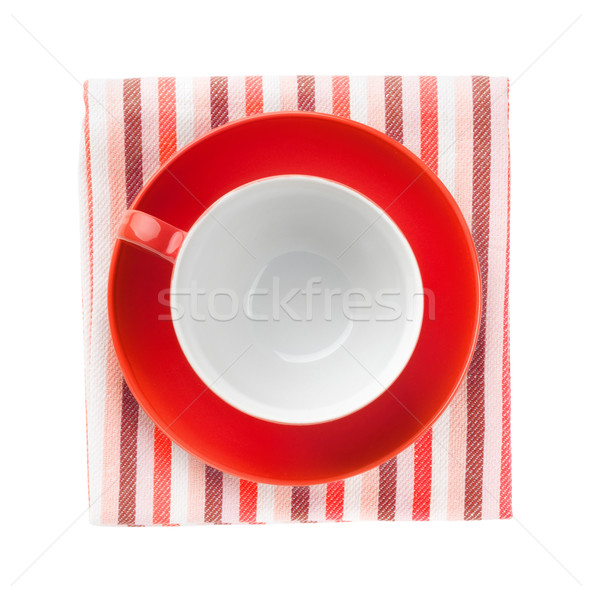 Red coffee cup over kitchen towel Stock photo © karandaev
