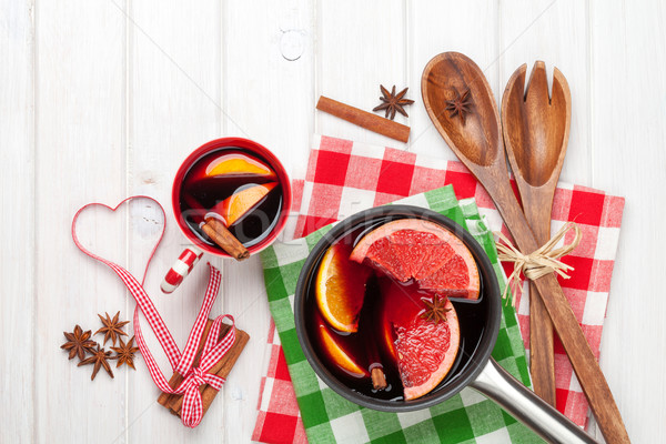 Christmas mulled wine and ingredients Stock photo © karandaev