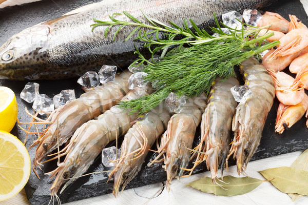 Fresh raw sea food with spices Stock photo © karandaev