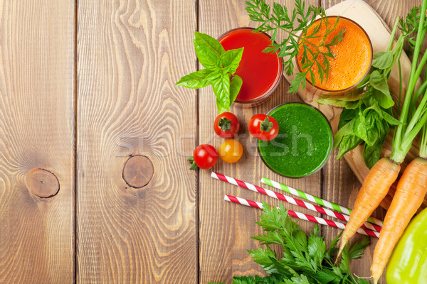 Fresh vegetable smoothie. Tomato, cucumber, carrot Stock photo © karandaev