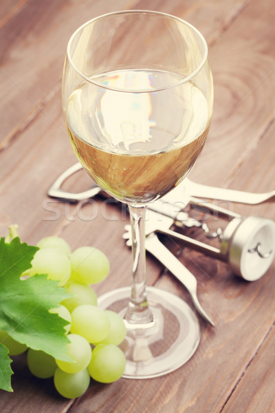 White wine glass and grapes Stock photo © karandaev