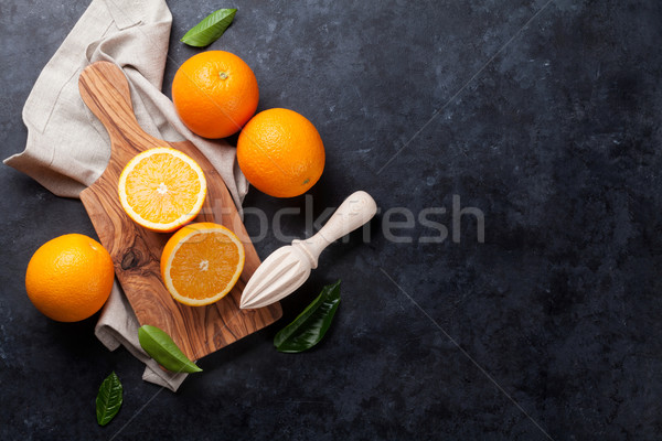 Foto stock: Frescos · naranja · frutas · piedra · mesa · superior