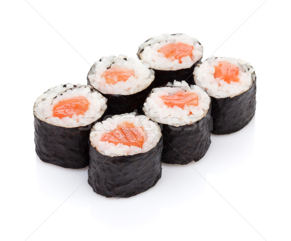 寿司 マキ 鮭 孤立した 白 食品 ストックフォト © karandaev