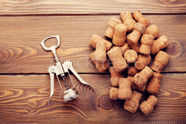 Stockfoto: Wijn · rustiek · houten · tafel · top