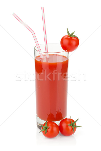 Tomatensap glas kerstomaatjes geïsoleerd witte voedsel Stockfoto © karandaev