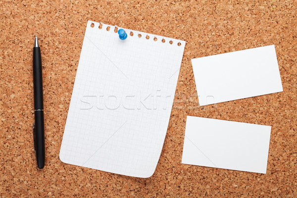 Blank notepad paper, business cards and pen Stock photo © karandaev