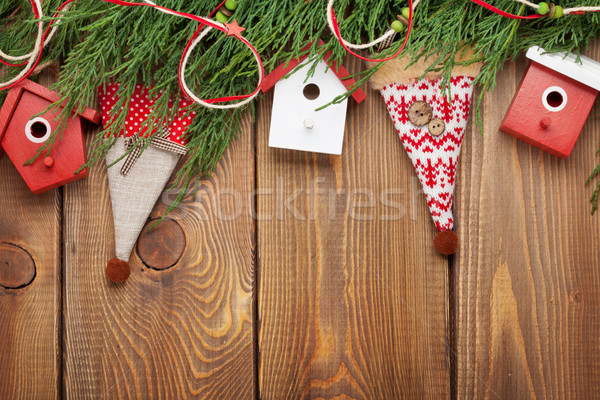 Christmas fir tree and birdhouse decor Stock photo © karandaev