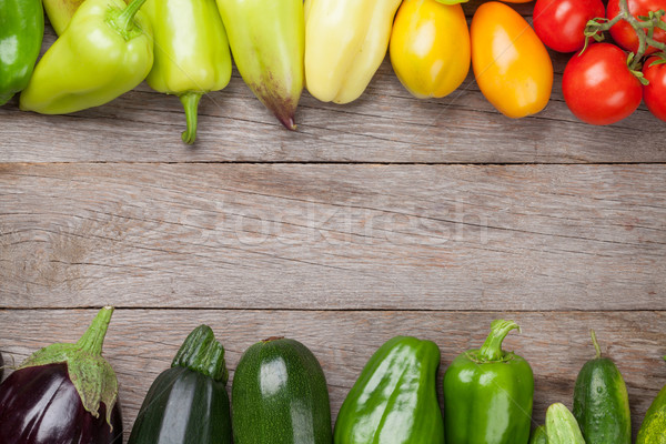 新鮮 農民 花園 蔬菜 木桌 頂部 商業照片 © karandaev