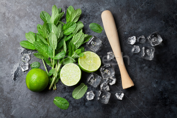 Foto stock: Mojito · coquetel · de · cal · gelo