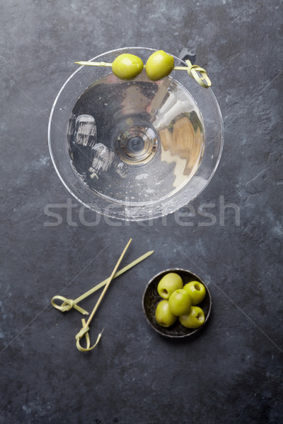 Martini koktél sötét kő asztal felső Stock fotó © karandaev