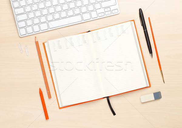 Bureau table notepad haut vue [[stock_photo]] © karandaev